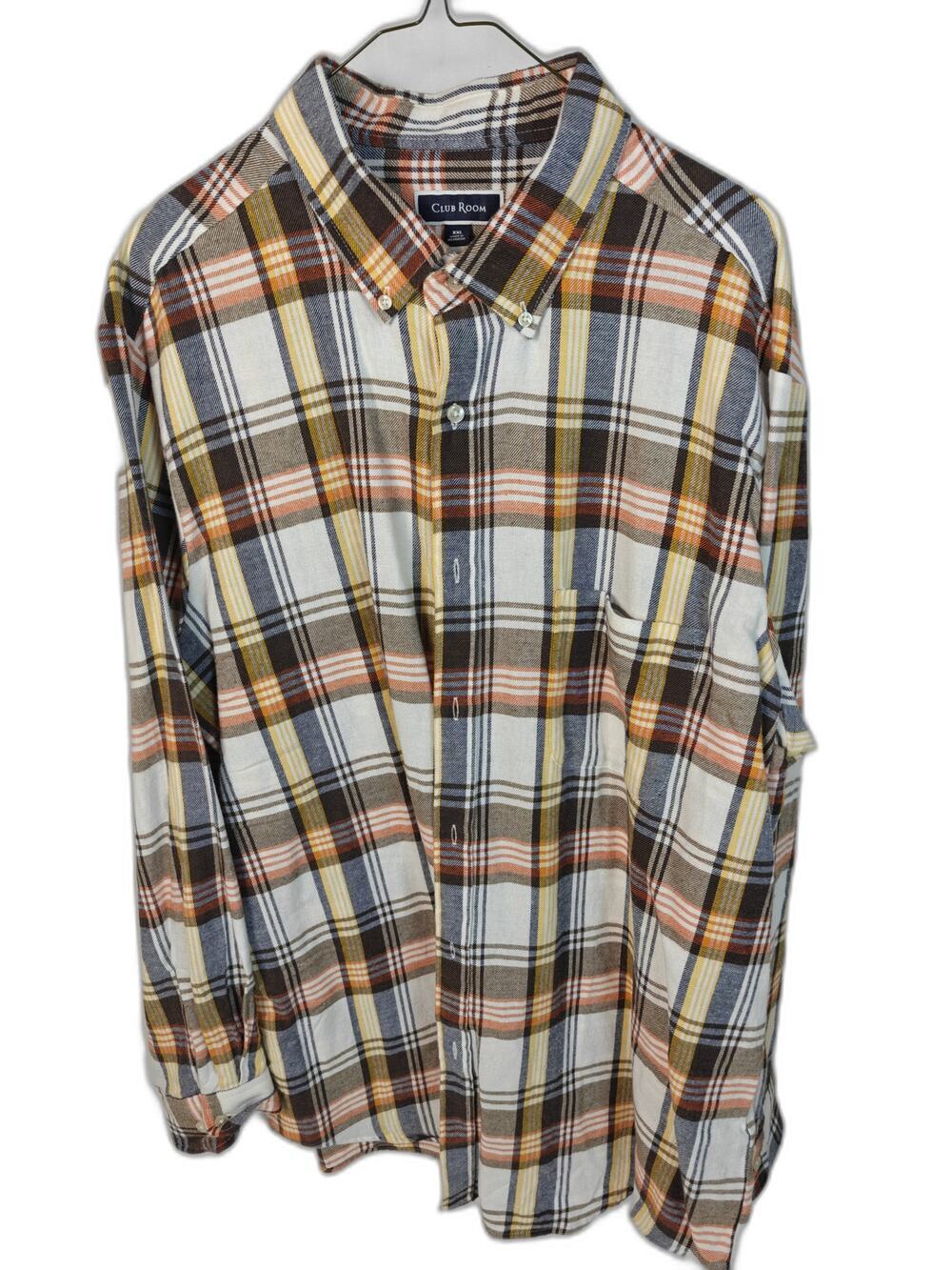 Club Room Men's XXL Plaid Flannel Shirt Button Down Long Sleeve Cotton